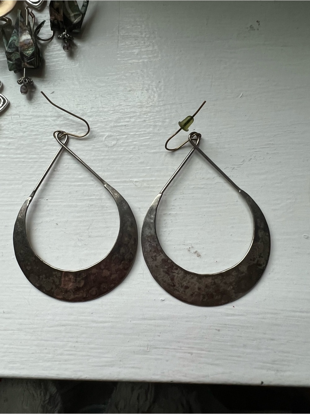 Vintage-Inspired Crescent Hoop Earrings in Dark Silver